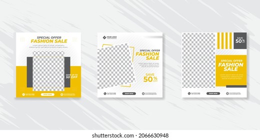Modern promotion square web banner for social media fashion sale