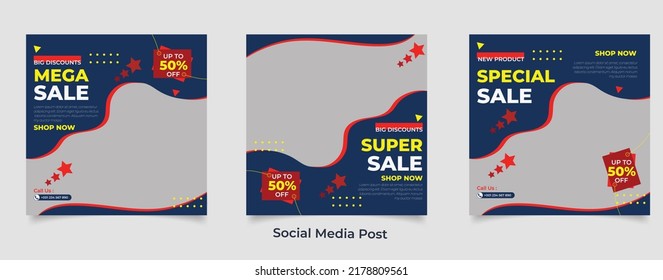 Banner web moderno de promoción cuadrada para aplicaciones móviles de medios sociales