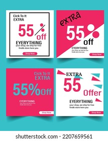 Modern promotion square web banner for social media mobile apps. Elegant sale and discount promo backgrounds with abstract pattern. Email ad newsletter layouts.
