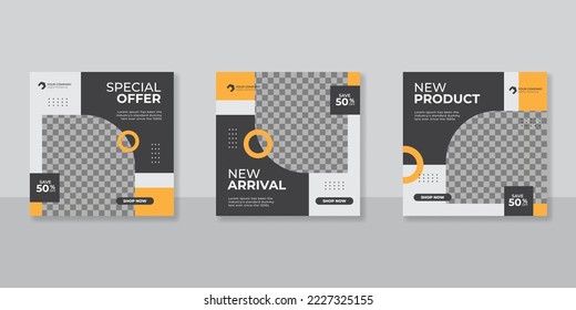 Modern promotion square web banner for social media mobile apps. Elegant sale and discount promo backgrounds for digital marketing