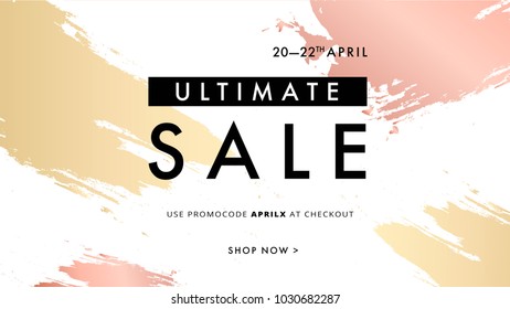 Modern Promotion Web Banner For Social Media Mobile Apps. Elegant Sale And Discount Promo Background With Abstract Pattern. Email Ad Newsletter Layout.