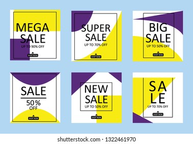 Modern promotion web banner for social media mobile apps. Elegant sale and discount promo backgrounds