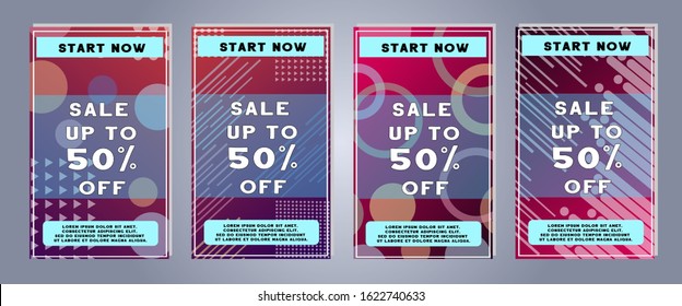 Modern promotion web banner for social media and mobile apps. Web stories templates