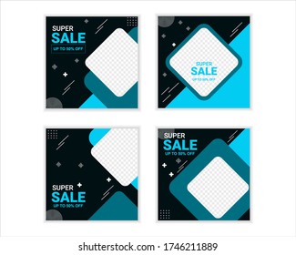 Modern promotion web banner for social media mobile apps.Social media post templates set for business.