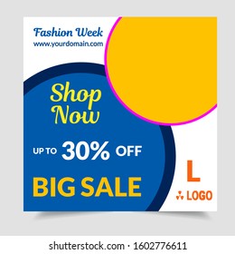 Modern Promotional Square Social Media Post Banner Template Editable Vector for Advertising