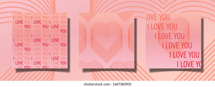 Modern promotional square web banners for social media mobile applications. Elegant sales and discount promo background with abstract patterns. Valentines Day
