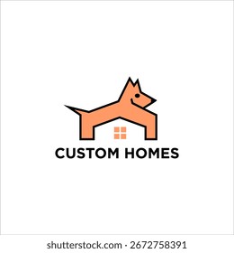 Modern property construction logo design with dog paws icon creative home concept illustration vector template for real estate business architecture company