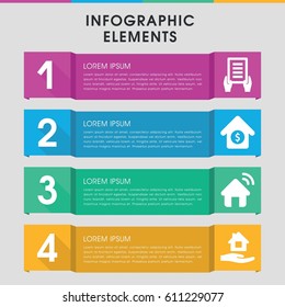 Modern property infographic template. infographic design with property icons includes home care. can be used for presentation, diagram, annual report, web design. 
