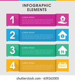 Modern property infographic template. infographic design with property icons includes home care, house sale. can be used for presentation, diagram, annual report, web design.