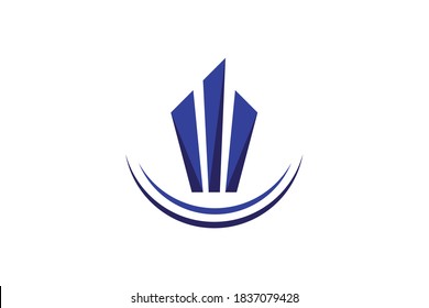 modern property logo architecture for company, elegant blue color