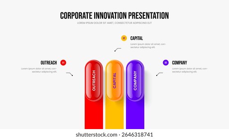 Layout de Apresentação de Diagrama de Proposta Moderna 3. Perfil Visual Modelo de Slide Infográfico de Três Etapas. Ilustração do Vetor de Design do Quadro de Previsão Empresarial.