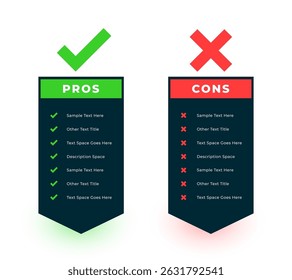 modern pros and cons compare list design vector