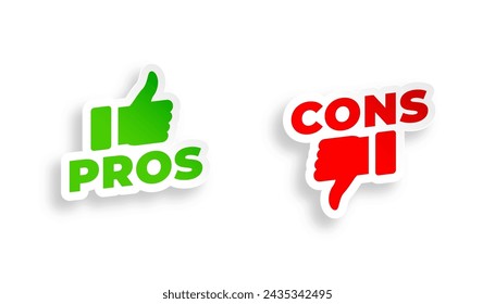 modern pros and cons sign sticker design vector