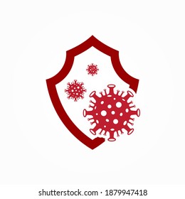 Modern protection from virus attacks. Bacterial Protection Vector Element. Shield logo against harmful bacteria. Dangerous virus. A viral epidemic strikes the world.