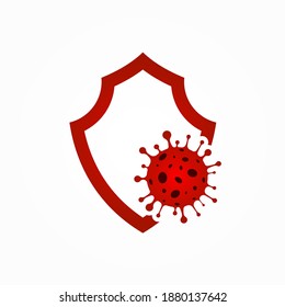 Modern protection from virus attacks. Bacterial Protection Vector Element. Shield logo against harmful bacteria. Dangerous virus. A viral epidemic strikes the world.