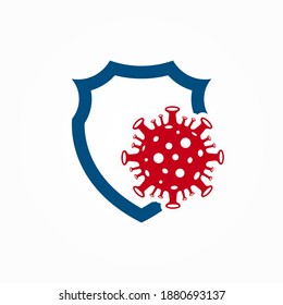 Moderner Schutz vor Virusattacken. Bakterienschutz-Vektorelement. Schild Logo gegen schädliche Bakterien. Gefährlicher Virus. Eine Virusepidemie trifft die Welt.