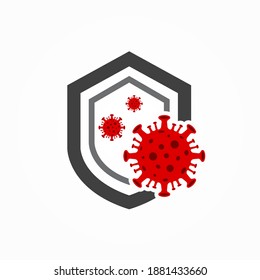 Modern protection from virus attacks. Bacterial Protection Vector Element. Shield logo against harmful bacteria. Dangerous virus. A viral epidemic strikes the world.
