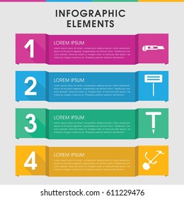 Modern pruner infographic template. infographic design with pruner icons includes gardening tool. can be used for presentation, diagram, annual report, web design. 