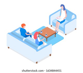 Modern Psychological Help vector isometric illustration. 