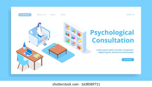 Modern Psychological Help vector isometric illustration. Include people. 