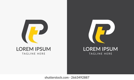 Modernes PT Logo-Design-Symbol. Monogramm Buchstabe TP oder PT Logo Design Template Vektor