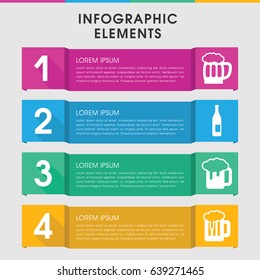 Modern pub infographic template. infographic design with pub icons includes beer mug, beer. can be used for presentation, diagram, annual report, web design.