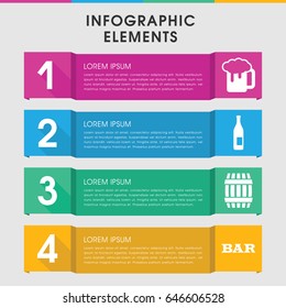 Modern pub infographic template. infographic design with pub icons includes barrel, bar, beer mug. can be used for presentation, diagram, annual report, web design.