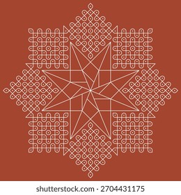 Modern pulli kolam Dotted rangoli art.