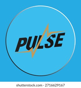 Design de logotipo de pulso moderno com linha de batimento cardíaco no fundo circular azul