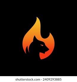 Moderne Puma On Fire Logo Vorlage. Negative Space Symbol Vektor.