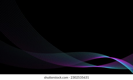 Gradiente azul violeta moderno que fluye las líneas de onda. Fondo abstracto oscuro con onda brillante. Elemento de diseño de líneas móviles brillantes. ... Concepto de tecnología futurista. Ilustración del vector
