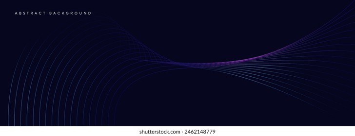 Modern purple blue gradient flowing wave lines. Dark abstract background with glowing wave. Shiny moving lines design element.  Futuristic technology concept.