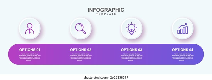 Modern Purple Business Infographic with 4 Steps and Icons	