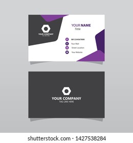 Modern purple bussines card template. Elegant element composition design with clean concept.