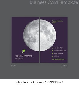 Modern Purple Card with Moon Business Card Template