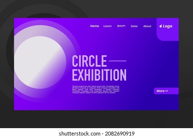 Modern purple circle shape exhibition landingpage homepage template design concept simple background vector