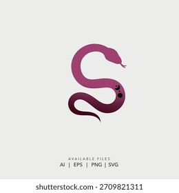 Modern purple gradient letter S snake logo for business branding, Abstract medical pharmacy snake symbol
