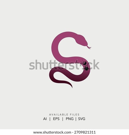 Modern purple gradient letter S snake logo for business branding, Abstract medical pharmacy snake symbol