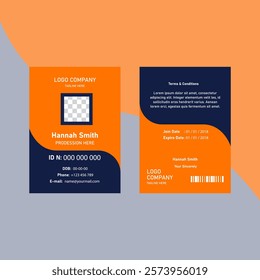 Modern purple identity card design template. Employee ID card design. Vector