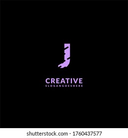 modern purple J logotype design concept isolated on black background