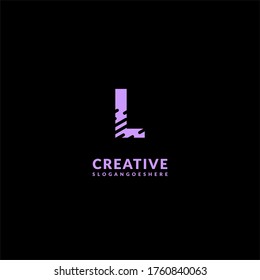 modern purple L logotype design concept isolated on black background