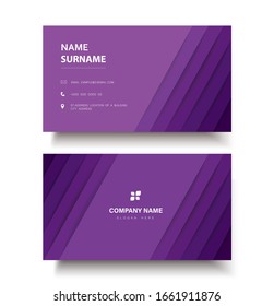 modern purple lines double sided business card template vector eps10