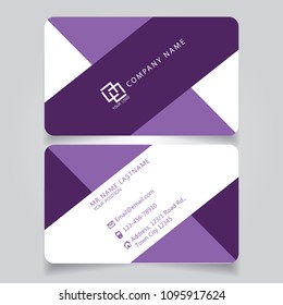 Modern Purple name card and business card with creative design horizontal curve corner standard size vector illustration template