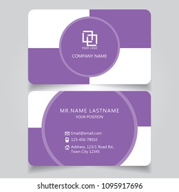 Modern Purple name card and business card with creative design horizontal curve corner standard size vector illustration template