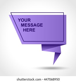 Modern purple origami speech bubble, Vector Eps 10