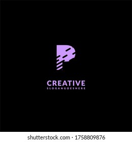 modern purple P logotype design concept isolated on black background