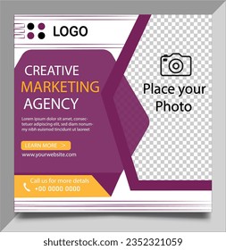 Modern purple social media poster design,Social media post template with purple background 