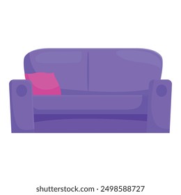 Modern purple sofa with a pink pillow is providing comfort and relaxation in a contemporary living space