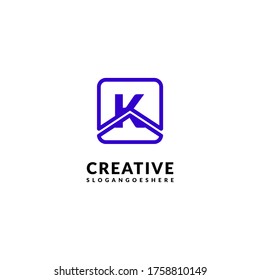 modernes lila Quadrat-K-Logo-Design