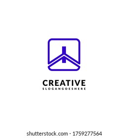 concepto de diseño de logotipo en cuadrado púrpura moderno